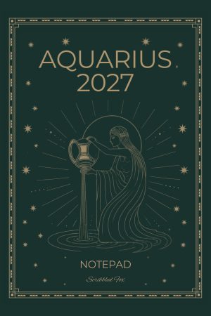 Front cover of Green Aquarius Zodiac Notebook, a Scribbled Fox paperback