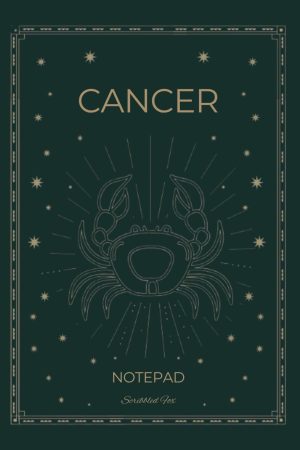 Green Cancer Zodiac Notebook cover — Scribbled Fox astrology range
