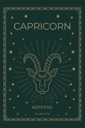 Green Capricorn Zodiac Notebook cover — Scribbled Fox astrology range