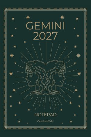 Front cover of Green Gemini Zodiac Notebook, a Scribbled Fox paperback