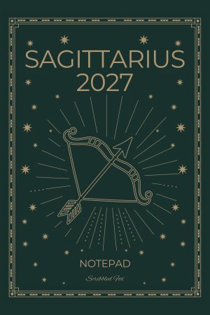 Front cover of Green Sagittarius Zodiac Notebook, a Scribbled Fox paperback