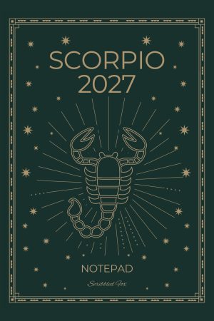 Front cover of Green Scorpio Zodiac Notebook, a Scribbled Fox paperback