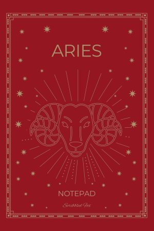 Front cover of Red Aries Zodiac Notebook, a Scribbled Fox paperback