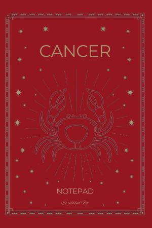 Red Cancer Zodiac Notebook cover — Scribbled Fox astrology range