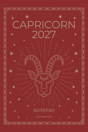 Front cover of Red Capricorn Zodiac Notebook, a Scribbled Fox paperback