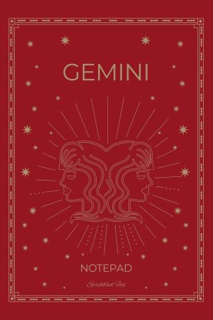 Front cover of Red Gemini Zodiac Notebook, a Scribbled Fox paperback