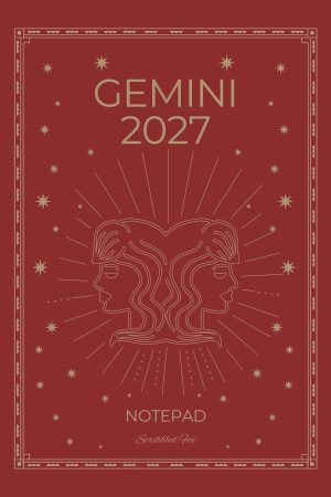 Front cover of Red Gemini Zodiac Notebook, a Scribbled Fox paperback