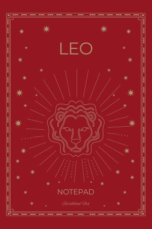 Front cover of Red Leo Zodiac Notebook, a Scribbled Fox paperback