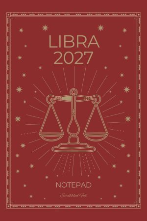 Front cover of Red Libra Zodiac Notebook, a Scribbled Fox paperback