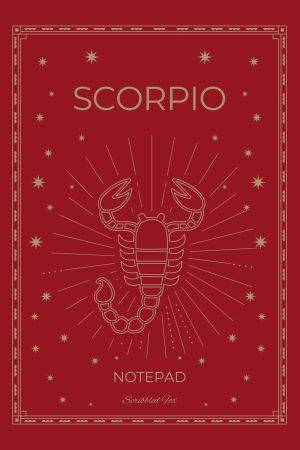Front cover of Red Scorpio Zodiac Notebook, a Scribbled Fox paperback