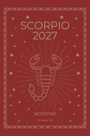 Front cover of Red Scorpio Zodiac Notebook, a Scribbled Fox paperback