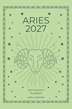 Front cover of Aries 2027 Astro Diary in B&W with Mint Green, a Scribbled Fox paperback