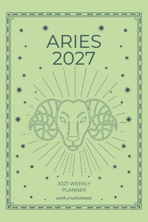 Front cover of Aries 2027 Astro Diary in Mint Green, a Scribbled Fox paperback