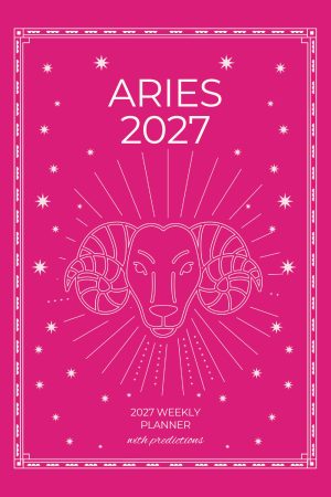 Front cover of Aries 2027 Astro Diary in Shocking Pink, a Scribbled Fox paperback