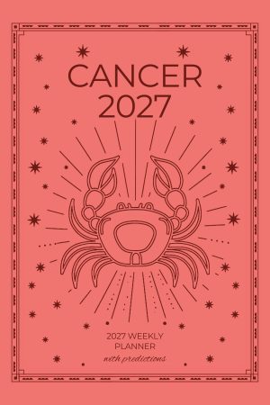 Front cover of Cancer 2027 Astro Diary in B&W with Coral, a Scribbled Fox paperback