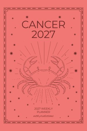 Front cover of Cancer 2027 Astro Diary in Coral, a Scribbled Fox paperback