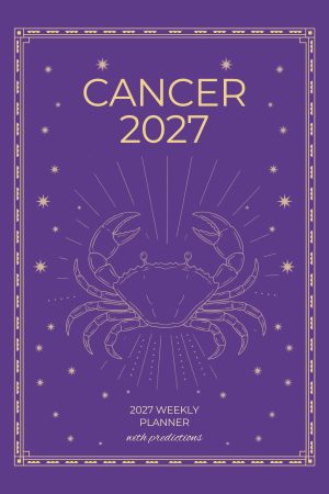 Front cover of Cancer 2027 Astro Diary in Royal Violet, a Scribbled Fox paperback