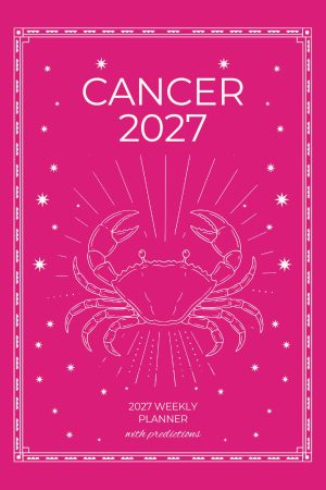 Front cover of Cancer 2027 Astro Diary in Shocking Pink, a Scribbled Fox paperback