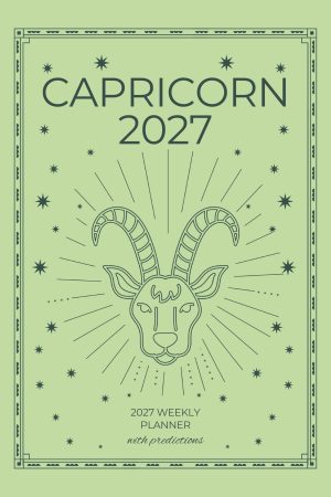 Front cover of Capricorn 2027 Astro Diary in B&W with Mint Green, a Scribbled Fox paperback