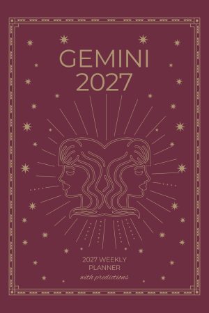 Front cover of Gemini 2027 Astro Diary in Burgundy, a Scribbled Fox paperback