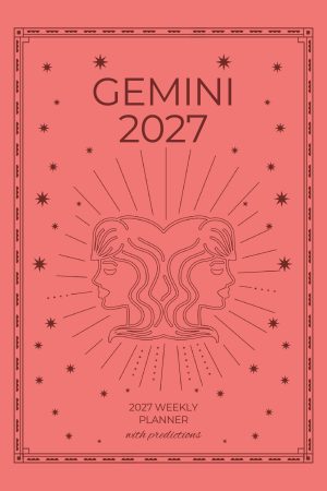 Front cover of Gemini 2027 Astro Diary in Coral, a Scribbled Fox paperback