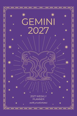 Front cover of Gemini 2027 Astro Diary in Royal Violet, a Scribbled Fox paperback