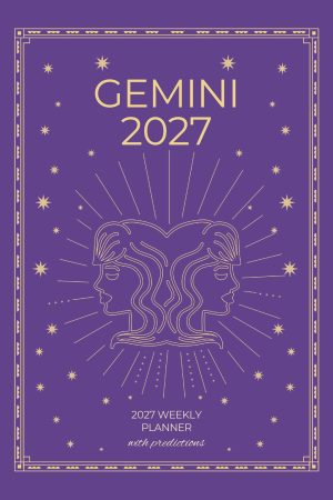 Front cover of Gemini 2027 Astro Diary in Royal Violet, a Scribbled Fox paperback