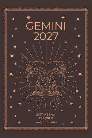 Front cover of Gemini 2027 Astro Diary in Umber Brown, a Scribbled Fox paperback