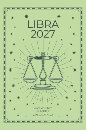 Front cover of Libra 2027 Astro Diary in B&W with Mint Green, a Scribbled Fox paperback