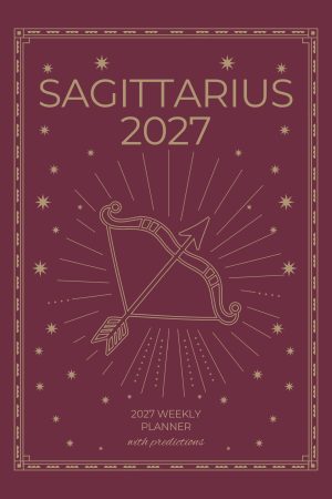 Front cover of Sagittarius 2027 Astro Diary in Burgundy, a Scribbled Fox paperback