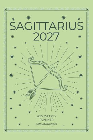 Front cover of Sagittarius 2027 Astro Diary in B&W with Mint Green, a Scribbled Fox paperback