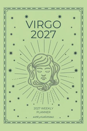 Front cover of Virgo 2027 Astro Diary in B&W with Mint Green, a Scribbled Fox paperback