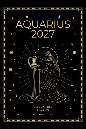 Front cover of Aquarius 2027 Astro Diary in Black, a Scribbled Fox paperback
