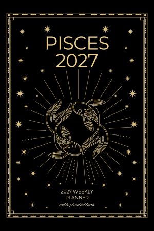 Front cover of Pisces 2027 Astro Diary in Black, a Scribbled Fox paperback